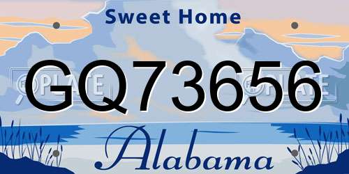 GQ73656 Alabama License Plate