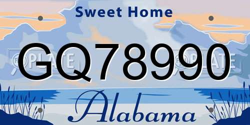 GQ78990 Alabama License Plate