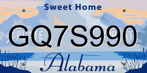 GQ7S990 Alabama License Plate