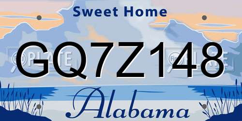 GQ7Z148 Alabama License Plate