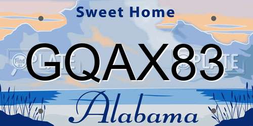 GQAX83 Alabama License Plate
