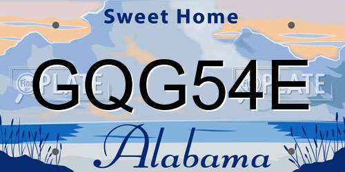 GQG54E Alabama License Plate