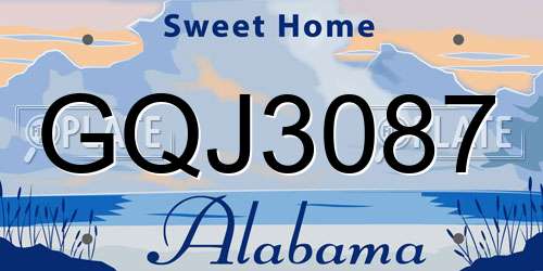 GQJ3087 Alabama License Plate