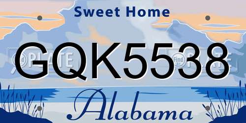 GQK5538 Alabama License Plate