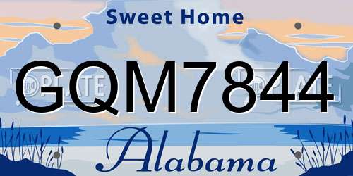GQM7844 Alabama License Plate