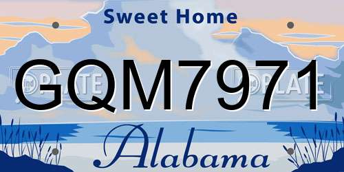 GQM7971 Alabama License Plate
