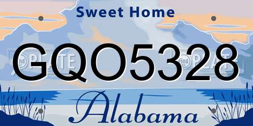 GQO5328 Alabama License Plate