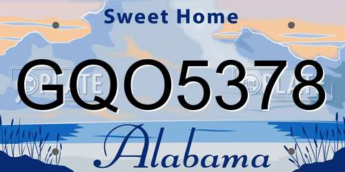 GQO5378 Alabama License Plate
