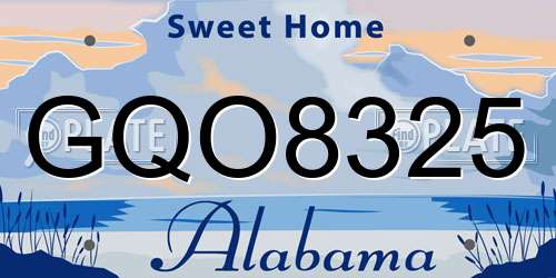 GQO8325 Alabama License Plate