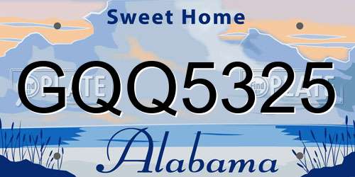 GQQ5325 Alabama License Plate