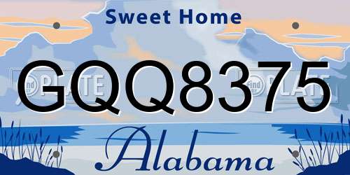 GQQ8375 Alabama License Plate