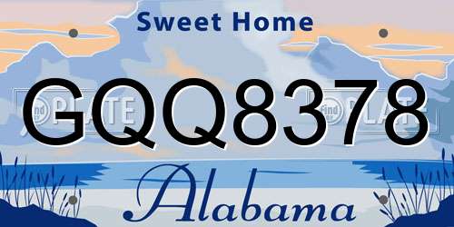 GQQ8378 Alabama License Plate