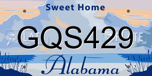 GQS429 Alabama License Plate