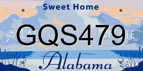 GQS479 Alabama License Plate