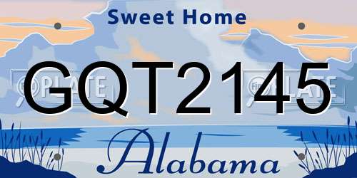 GQT2145 Alabama License Plate