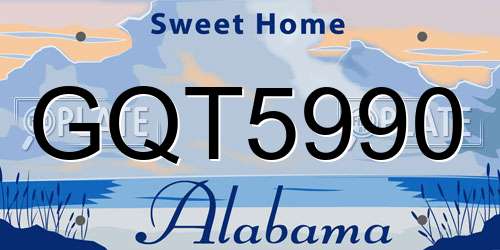 GQT5990 Alabama License Plate