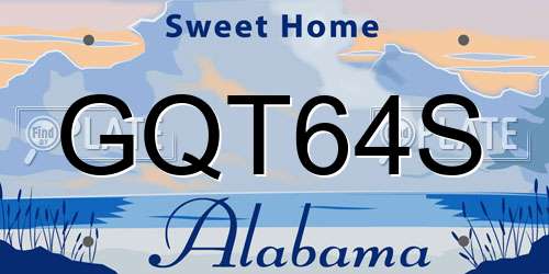 GQT64S Alabama License Plate