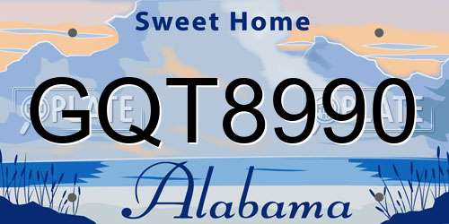 GQT8990 Alabama License Plate