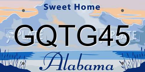 GQTG45 Alabama License Plate
