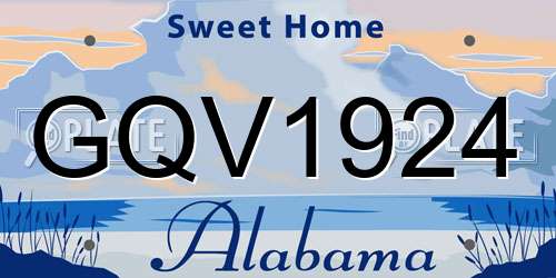 GQV1924 Alabama License Plate