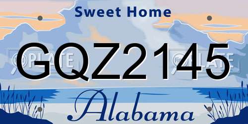 GQZ2145 Alabama License Plate