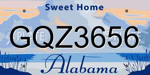 GQZ3656 Alabama License Plate