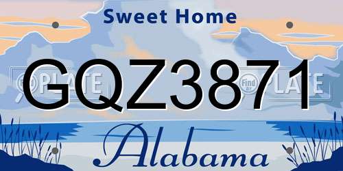 GQZ3871 Alabama License Plate