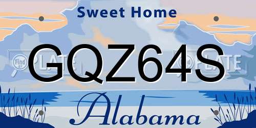 GQZ64S Alabama License Plate