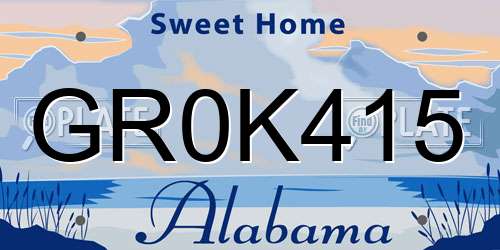 GR0K415 Alabama License Plate