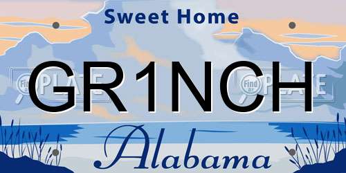 GR1NCH Alabama License Plate