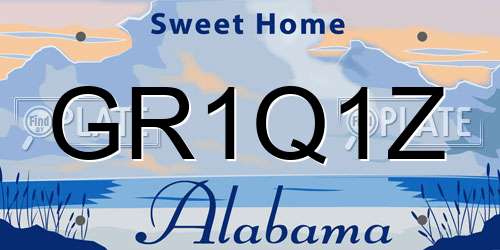 GR1Q1Z Alabama License Plate