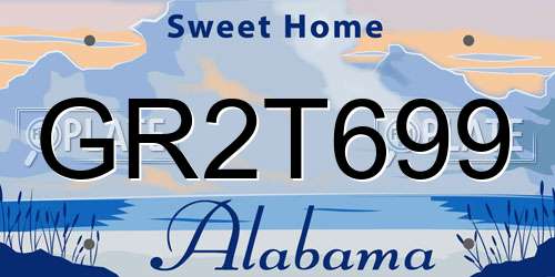GR2T699 Alabama License Plate