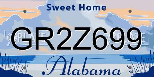 GR2Z699 Alabama License Plate