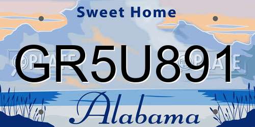 GR5U891 Alabama License Plate