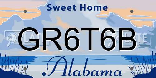 GR6T6B Alabama License Plate