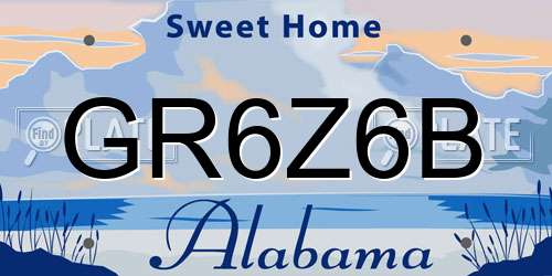 GR6Z6B Alabama License Plate