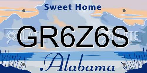 GR6Z6S Alabama License Plate