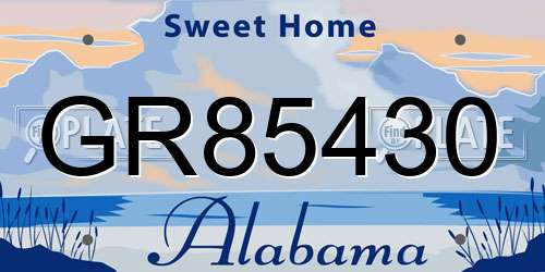 GR85430 Alabama License Plate