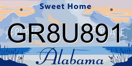 GR8U891 Alabama License Plate