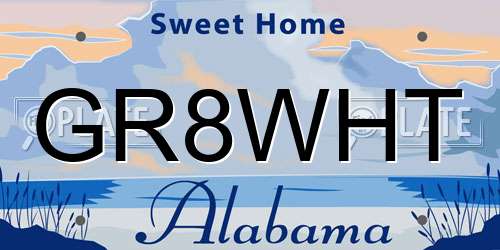 GR8WHT Alabama License Plate