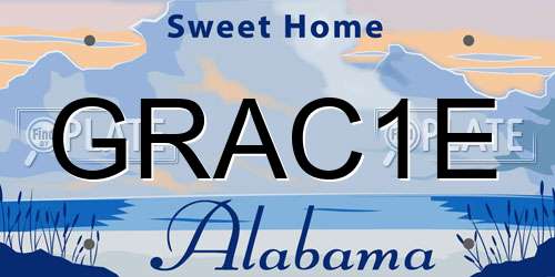 GRAC1E Alabama License Plate