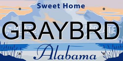 GRAYBRD Alabama License Plate
