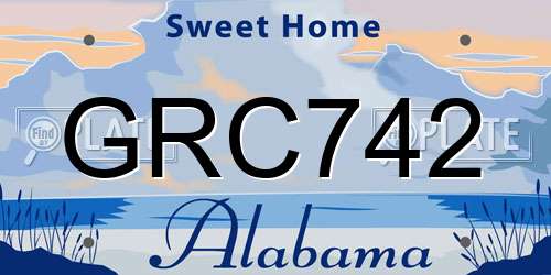 GRC742 Alabama License Plate