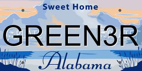 GREEN3R Alabama License Plate