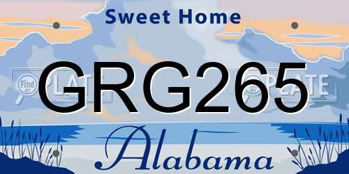 GRG265 Alabama License Plate