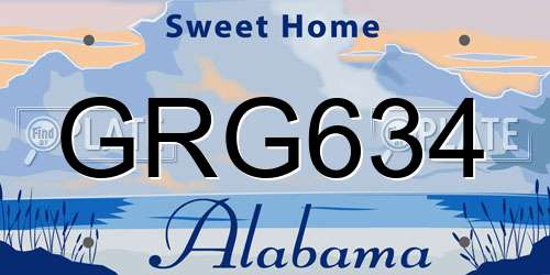 GRG634 Alabama License Plate