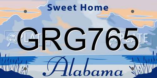 GRG765 Alabama License Plate