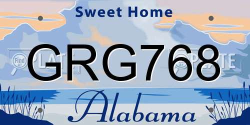 GRG768 Alabama License Plate