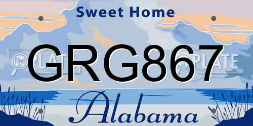 GRG867 Alabama License Plate