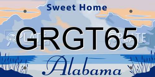 GRGT65 Alabama License Plate